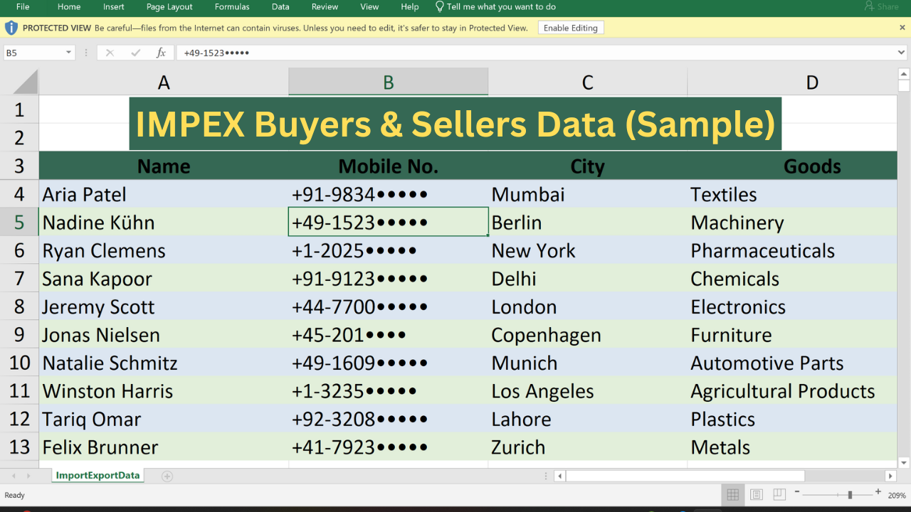 IMPEX Buyers & Sellers Data (Sample)